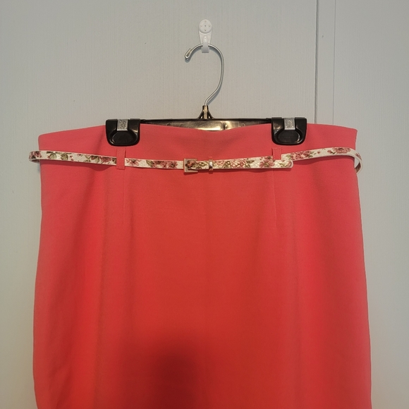 Ricki's Hot Pink Midi Pencil Skirt with Floral Belt - Picture 2 of 5